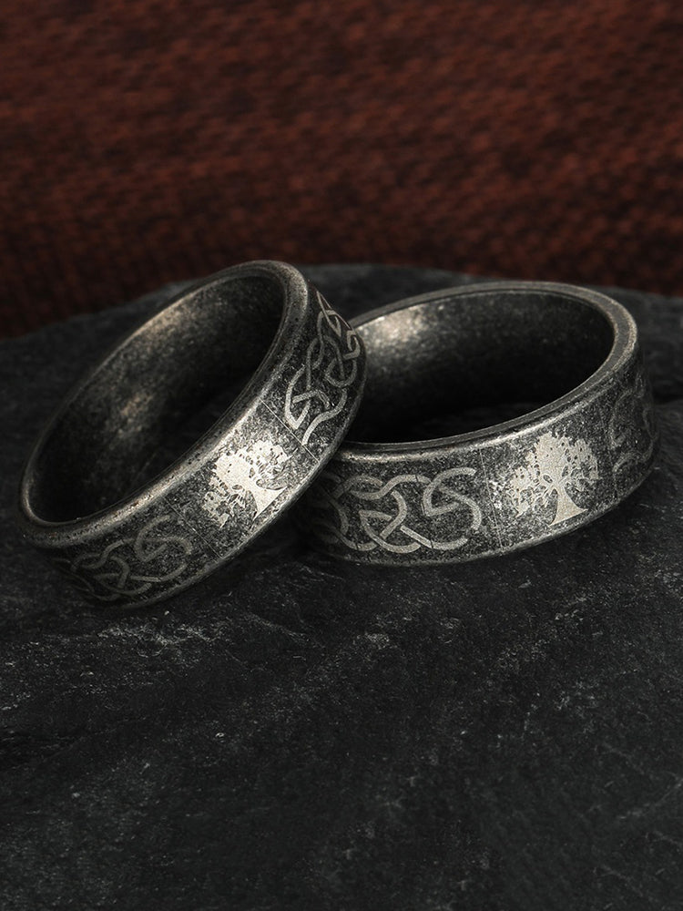 Comstylish Tree Of Life Pattern Vintage Distressed Silver Ring