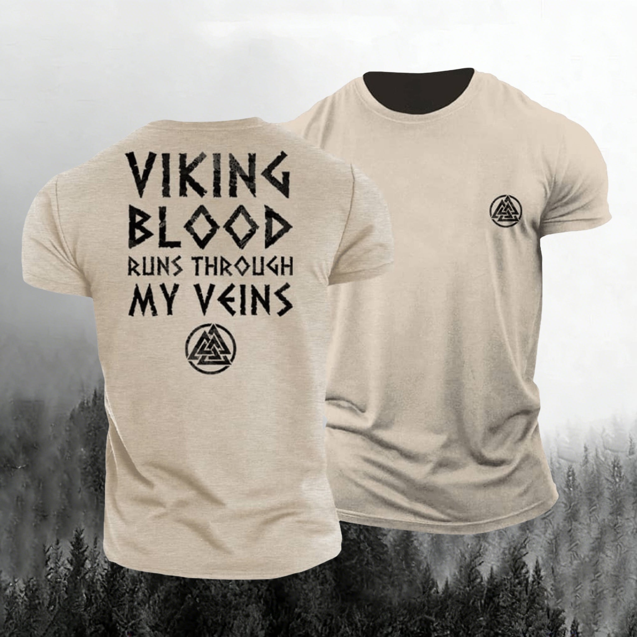 Comstylish Men's Viking Print Short Sleeve Casual T-shirt