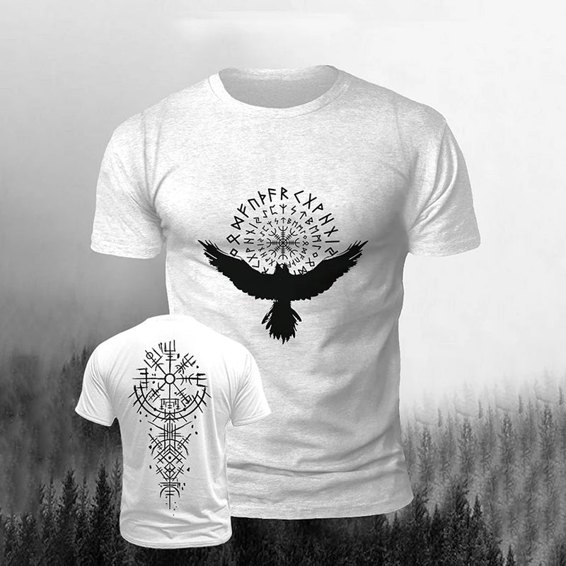 Comstylish Men's Viking Raven Print Short Sleeve T-shirt
