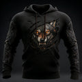 Comstylish Men's Viking Wolf Pattern Vintage Hoodie