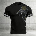 Comstylish Men's Retro Viking Valhalla With Wolf Rune Print Short-sleeve T-shirt
