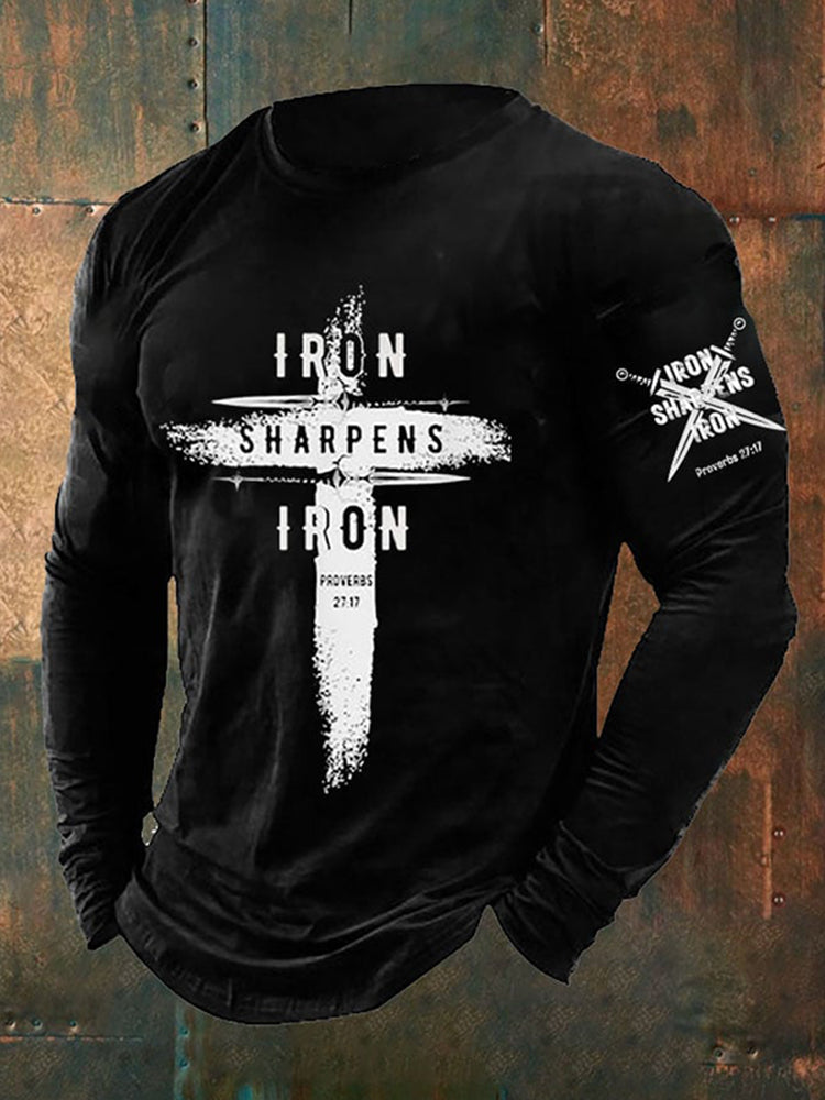 Comstylish Men's Faith Print Long Sleeve Top