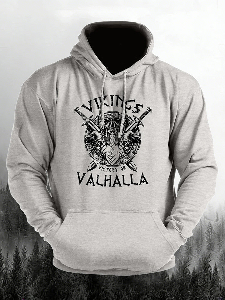 Comstylish Man's Vintage Victory Or Valhalla Casual Hoodie
