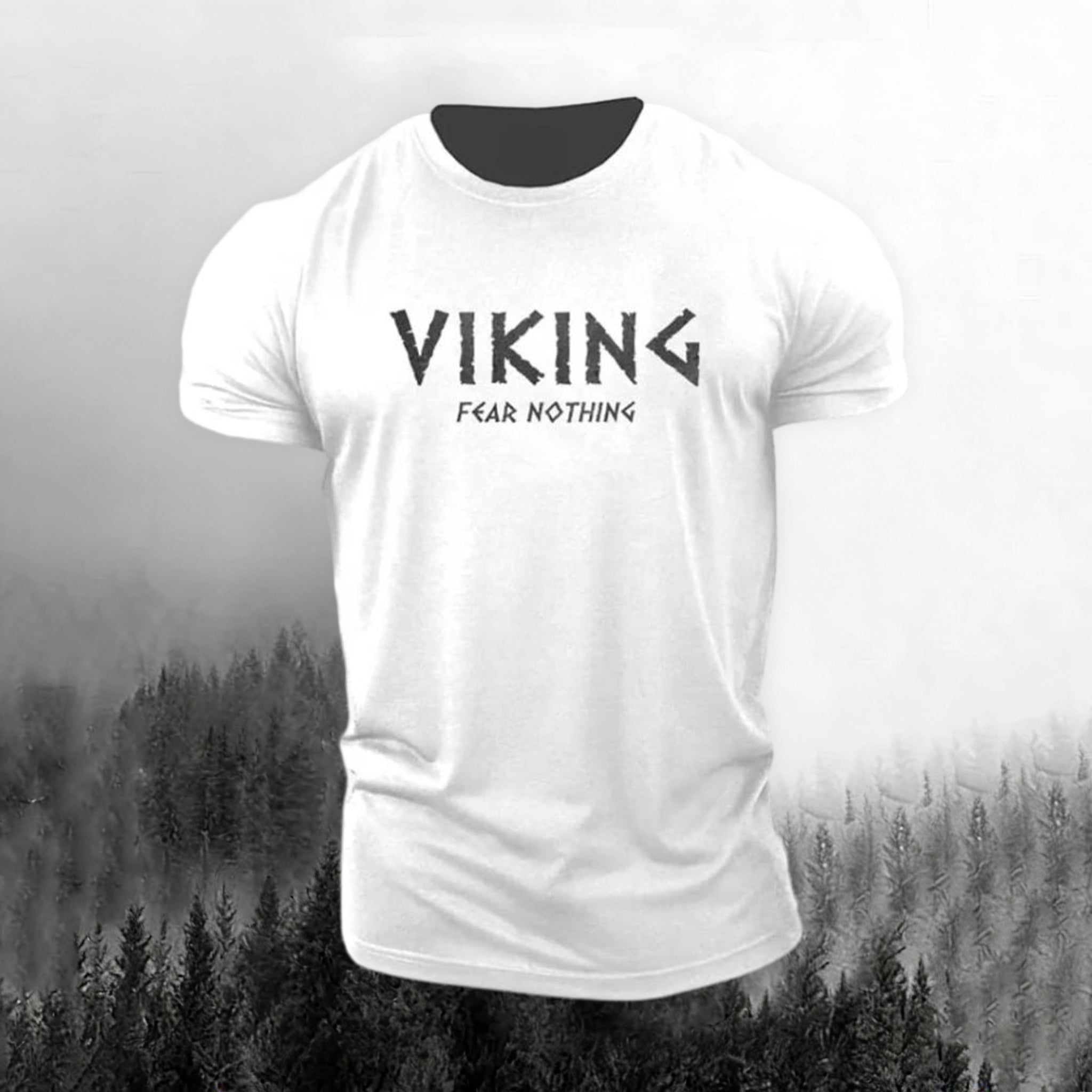 Comstylish Men's Retro Viking Print Short Sleeve T-shirt