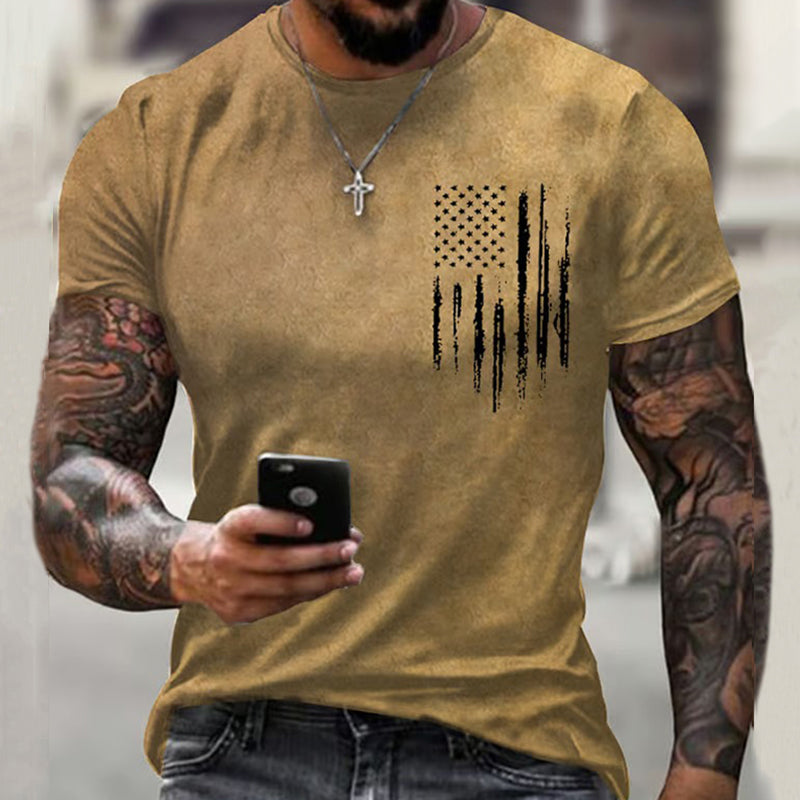 Comstylish Men's Vintage National Flag Print Short Sleeve T-Shirt