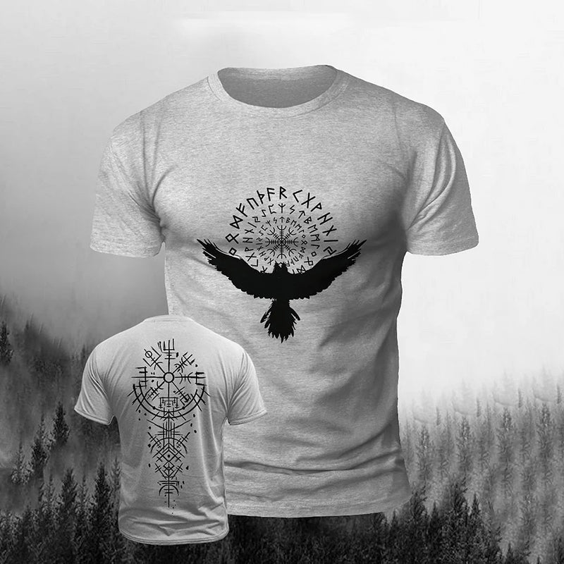 Comstylish Men's Viking Raven Print Short Sleeve T-shirt