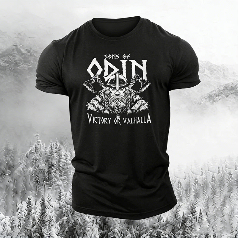 Comstylish Men's Retro Viking Print Casual T-shirt