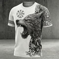 Comstylish Men's Retro Viking Wolf Rune Print Short-sleeve T-shirt