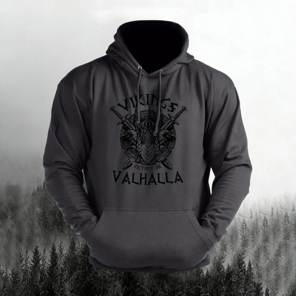 Comstylish Man's Vintage Victory Or Valhalla Casual Hoodie