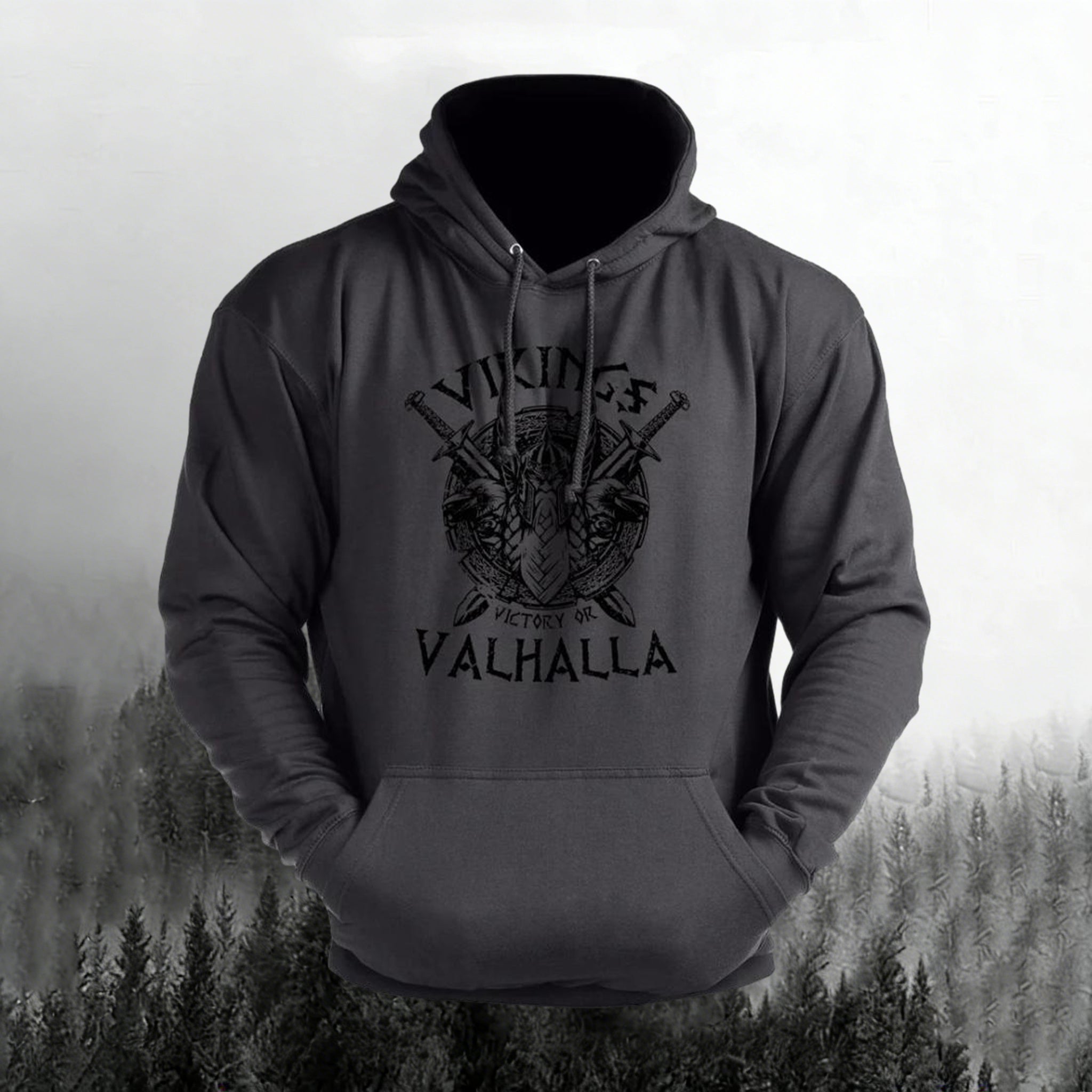 Comstylish Man's Vintage Victory Or Valhalla Casual Hoodie