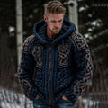Easywear Men's Vintage Viking Celtic Knot Art Zip Cozy Hooded Cardigan
