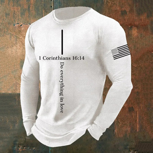 Comstylish Men's Casual Faith Waffle Texture Graphics T-Shirt