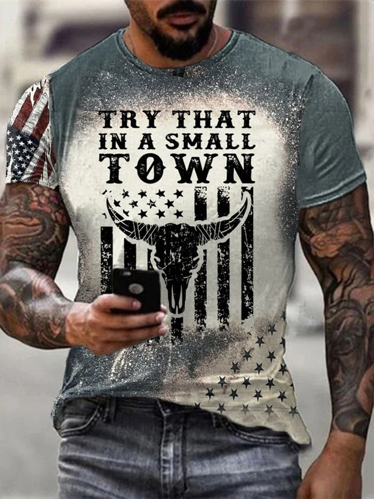 Comstylish Men's Try That In A Small Town Print T-Shirt
