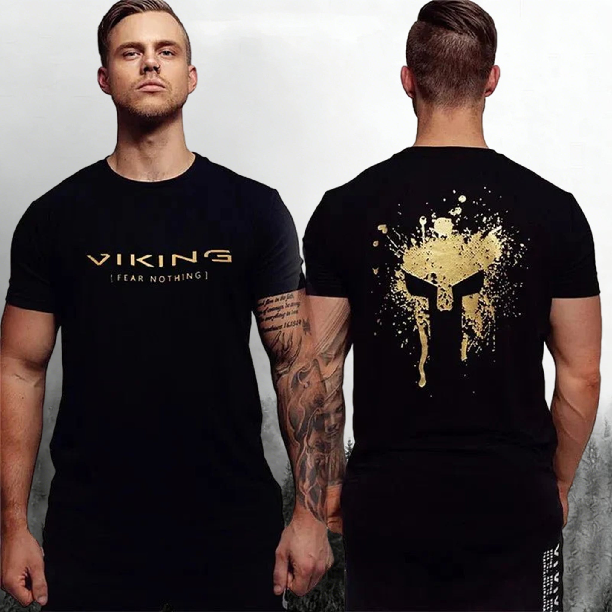 Comstylish Men's Viking Pattern Vintage Casual T-shirt