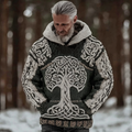 Easywear Vintage Viking Celtic Style Life Tree Pattern Men's Hooded Sweater