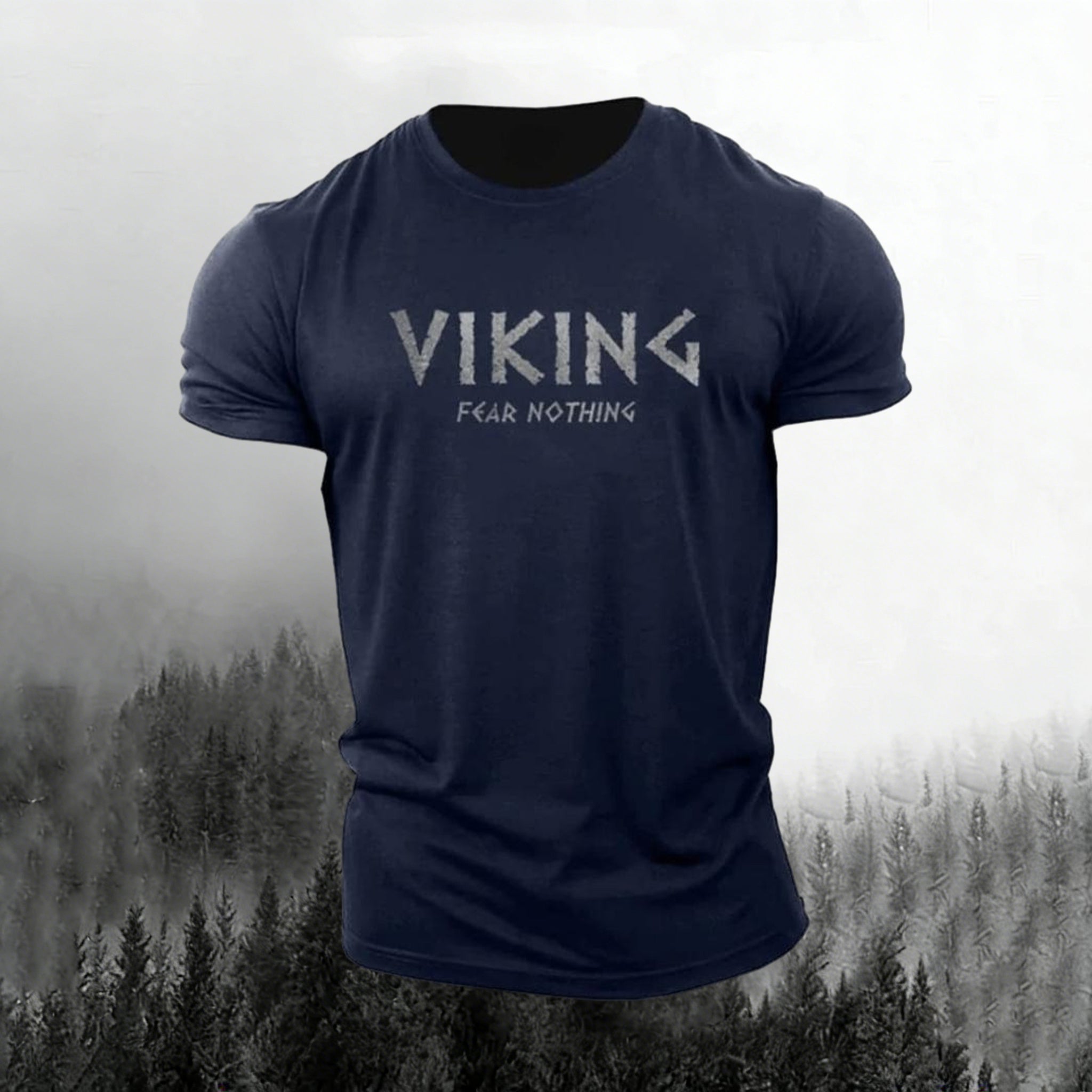 Comstylish Men's Retro Viking Print Short Sleeve T-shirt