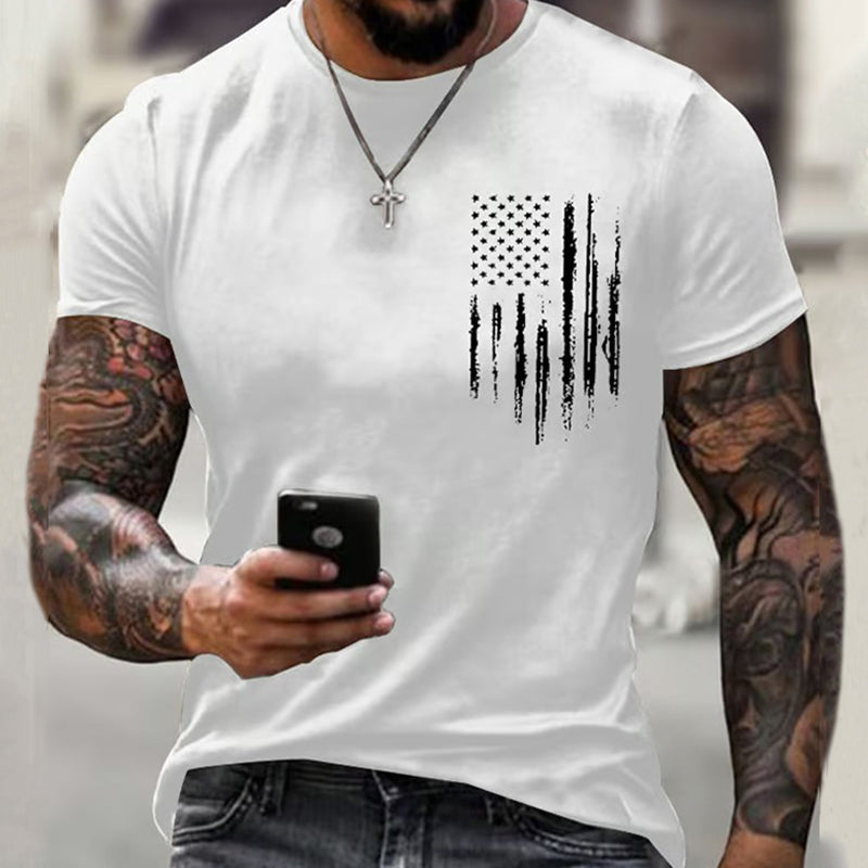 Comstylish Men's Vintage National Flag Print Short Sleeve T-Shirt