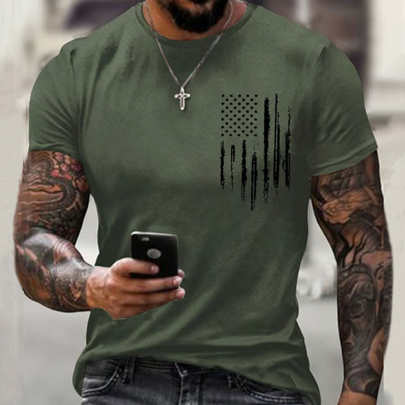 Comstylish Men's Vintage National Flag Print Short Sleeve T-Shirt