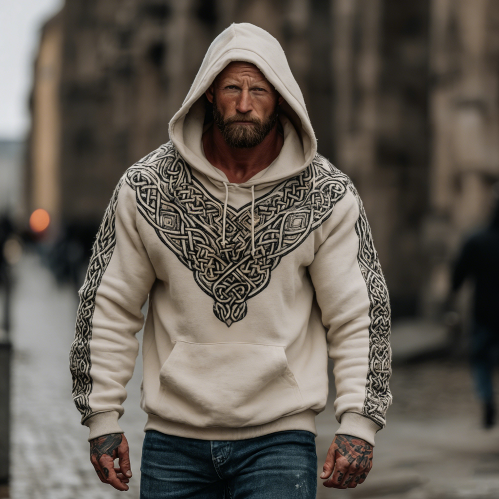 Comstylish Men's Retro Viking Celtic Knot Graphic Hoodie