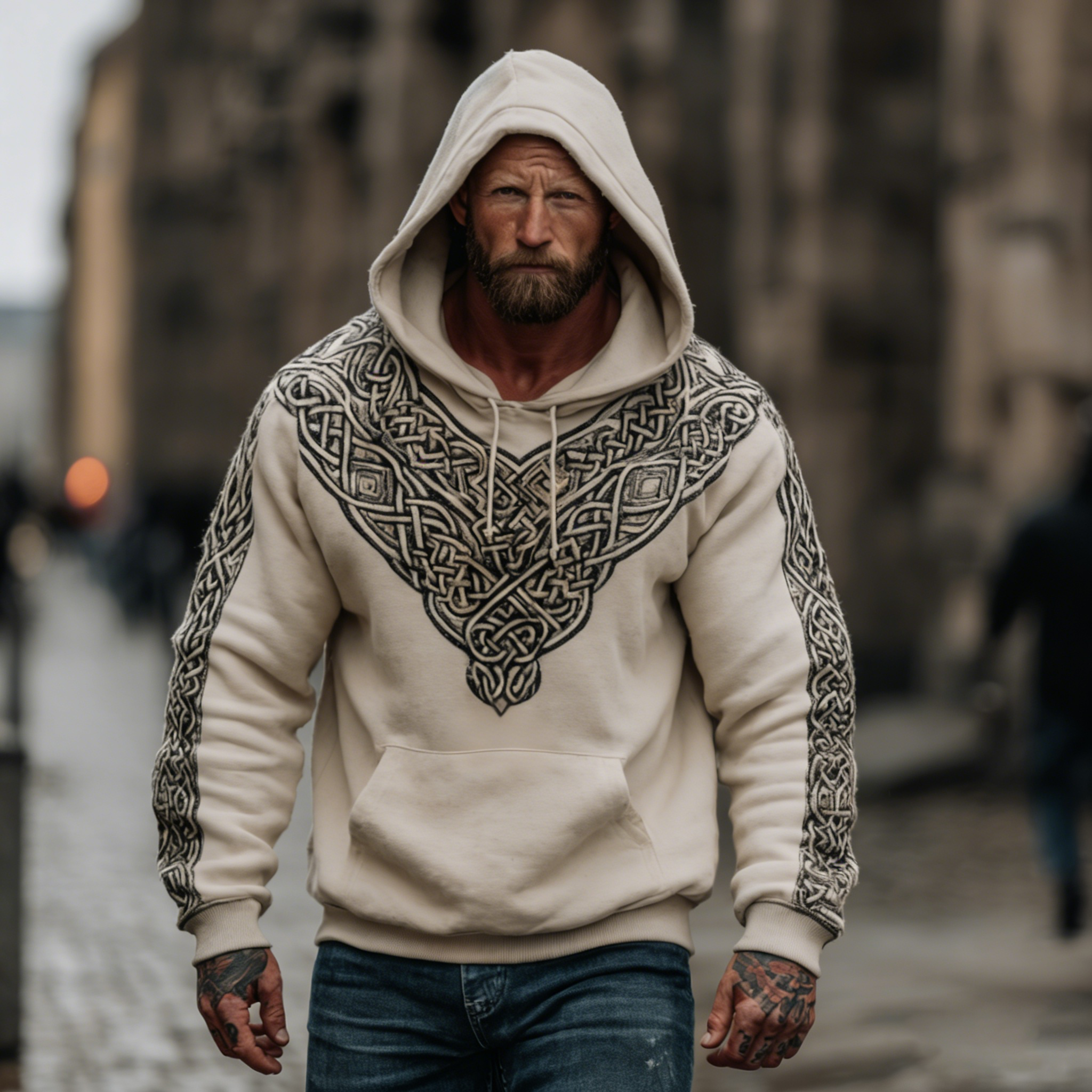 Comstylish Men's Retro Viking Celtic Knot Graphic Hoodie