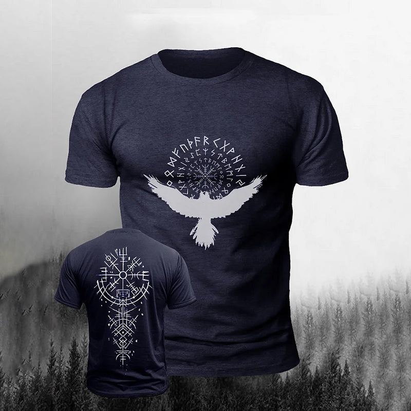 Comstylish Men's Viking Raven Print Short Sleeve T-shirt