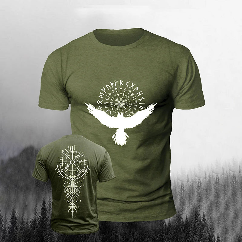 Comstylish Men's Viking Raven Print Short Sleeve T-shirt