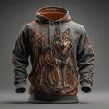 Comstylish Men's Viking Wolf Pattern Vintage Hoodie