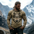 Comstylish Men's Retro Viking Wild Wolf Celtic Print Graphic T-shirt