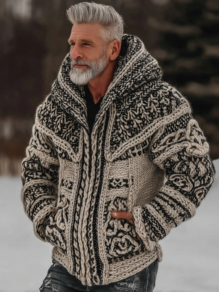 Easywear Men's Vintage Viking Celtic Knot Pattern Art Cozy Hooded