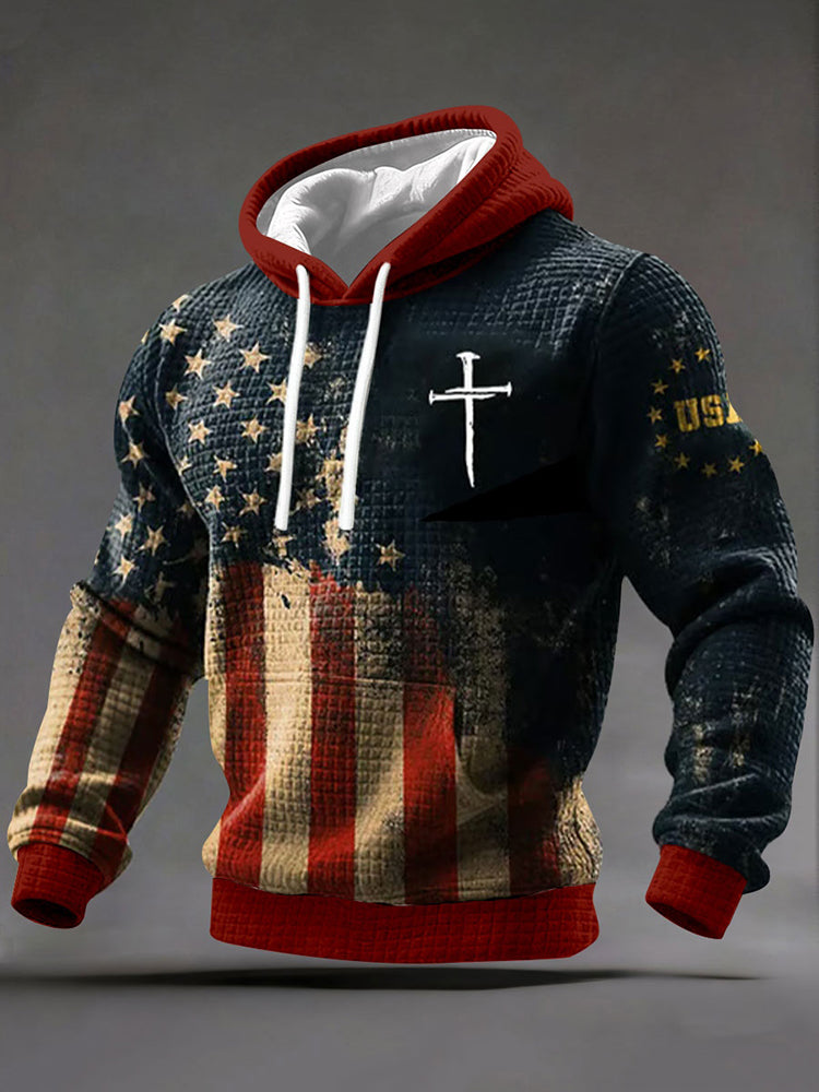 Comstylish Men's Cross Print Casual Hoodie