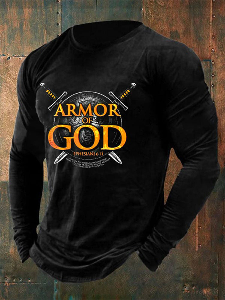 Comstylish Men's Armor Of God Faith Graphic Long Sleeve T-shirt