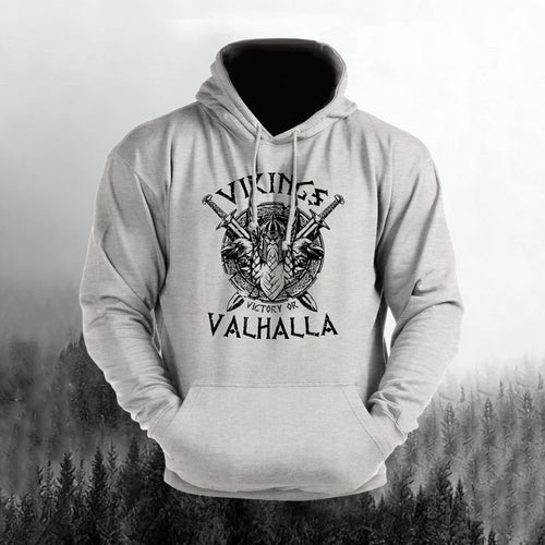 Comstylish Man's Vintage Victory Or Valhalla Casual Hoodie