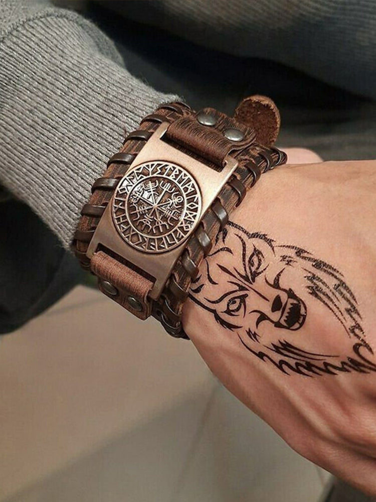 Men's Retro Viking Compass Vegvisir Bracelet