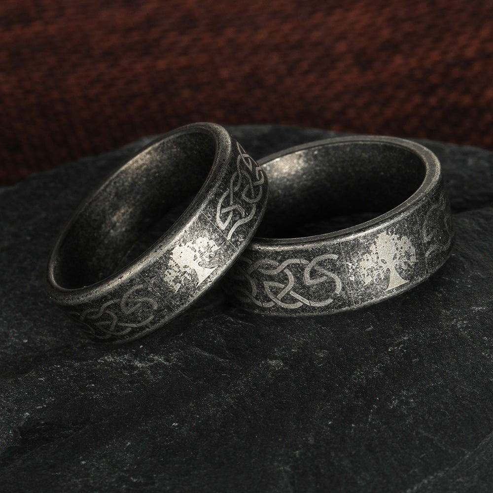 Comstylish Tree Of Life Pattern Vintage Distressed Silver Ring