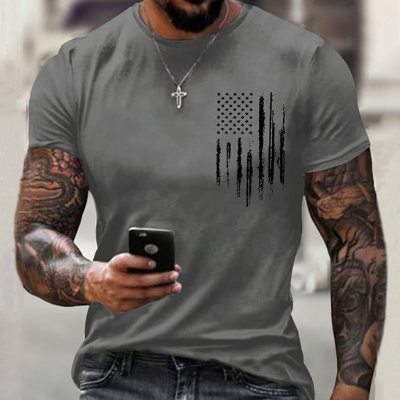 Comstylish Men's Vintage National Flag Print Short Sleeve T-Shirt