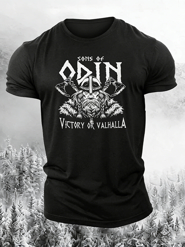 Comstylish Men's Retro Viking Print Casual T-shirt
