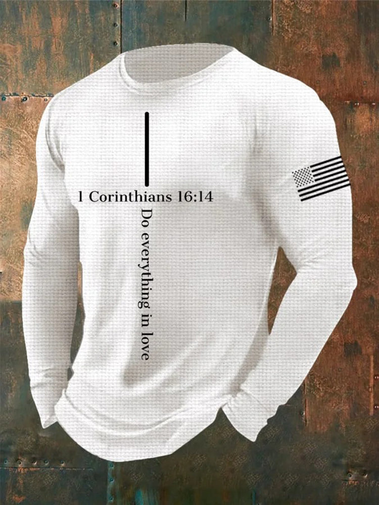 Comstylish Men's Casual Faith Waffle Texture Graphics T-Shirt