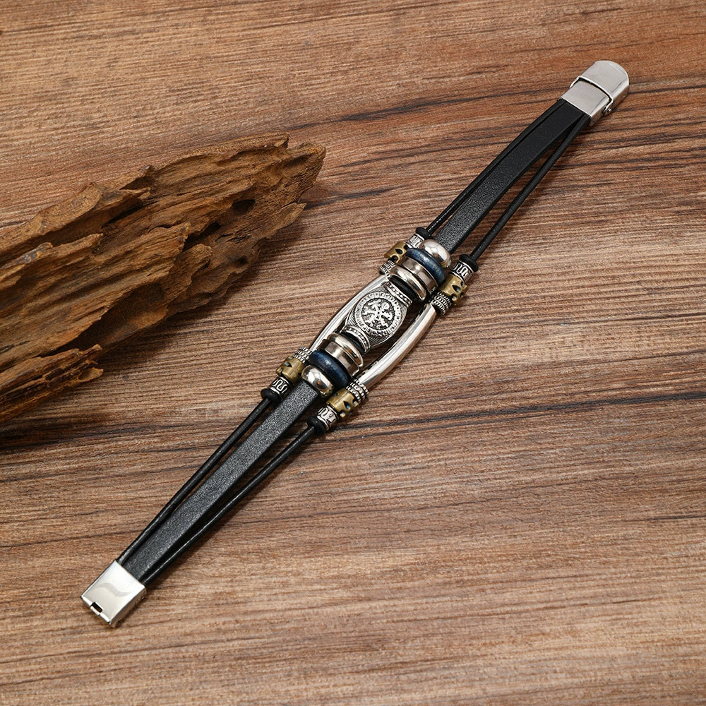 Comstylish Vintage Viking Style Leather Bracelet