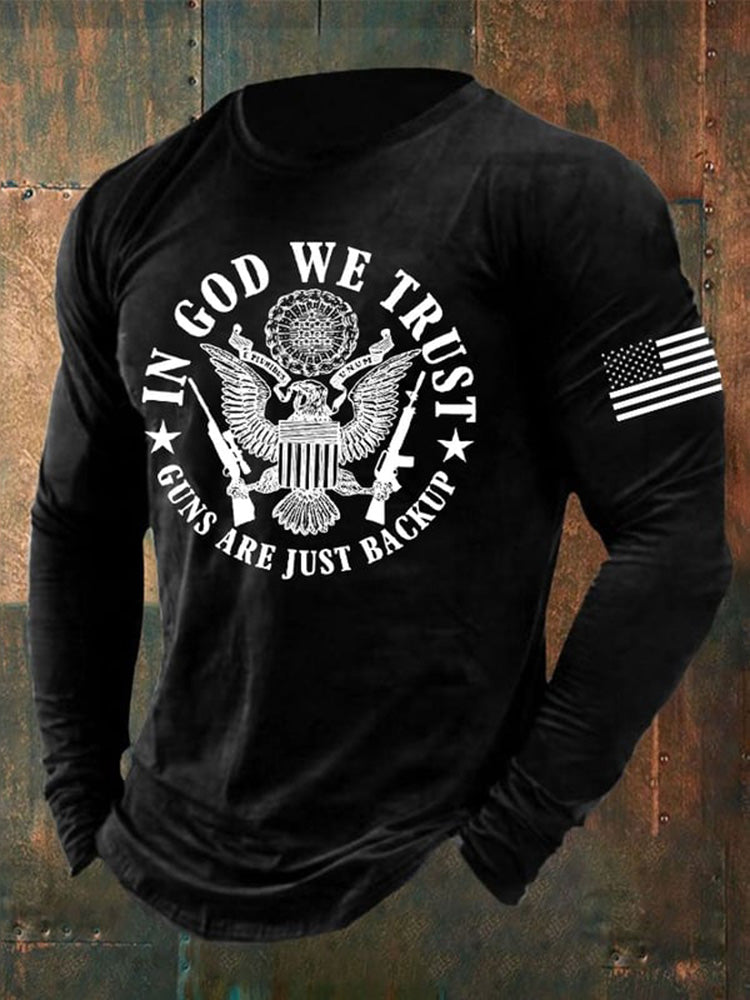 Comstylish Vintage American Flag In God We Trust Long Sleeve T-Shirt