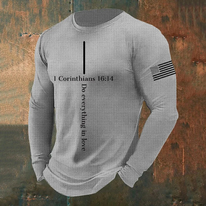 Comstylish Men's Casual Faith Waffle Texture Graphics T-Shirt