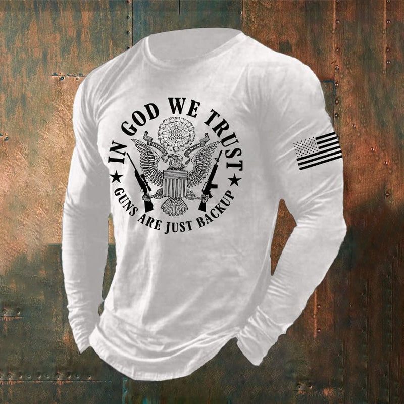 Comstylish Vintage American Flag In God We Trust Long Sleeve T-Shirt