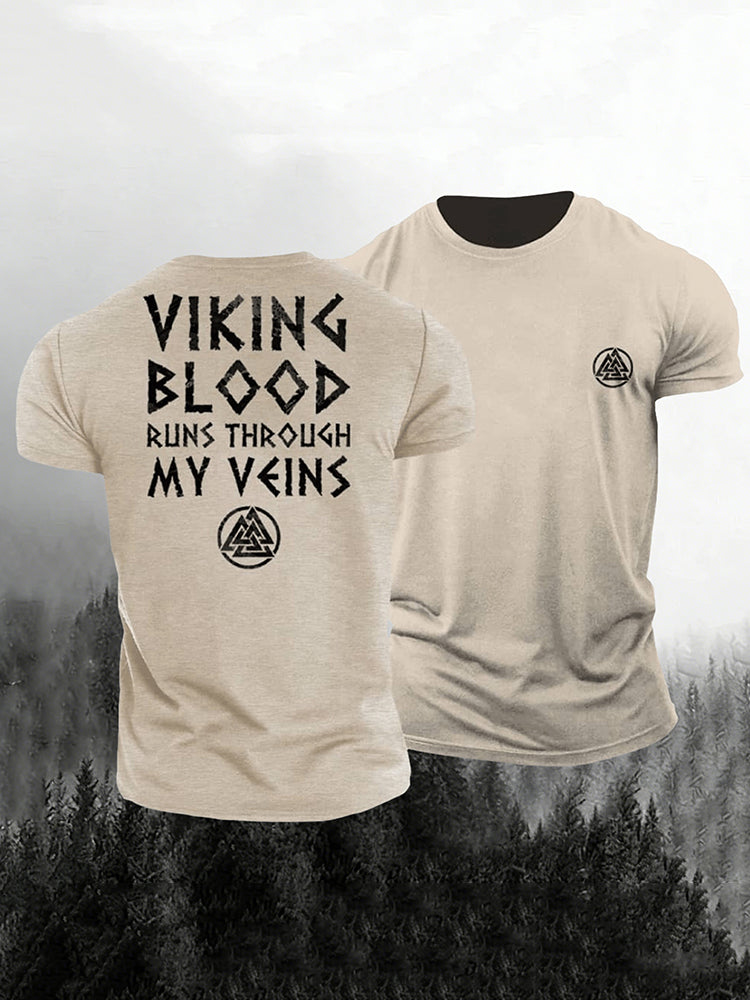 Comstylish Men's Viking Print Short Sleeve Casual T-shirt