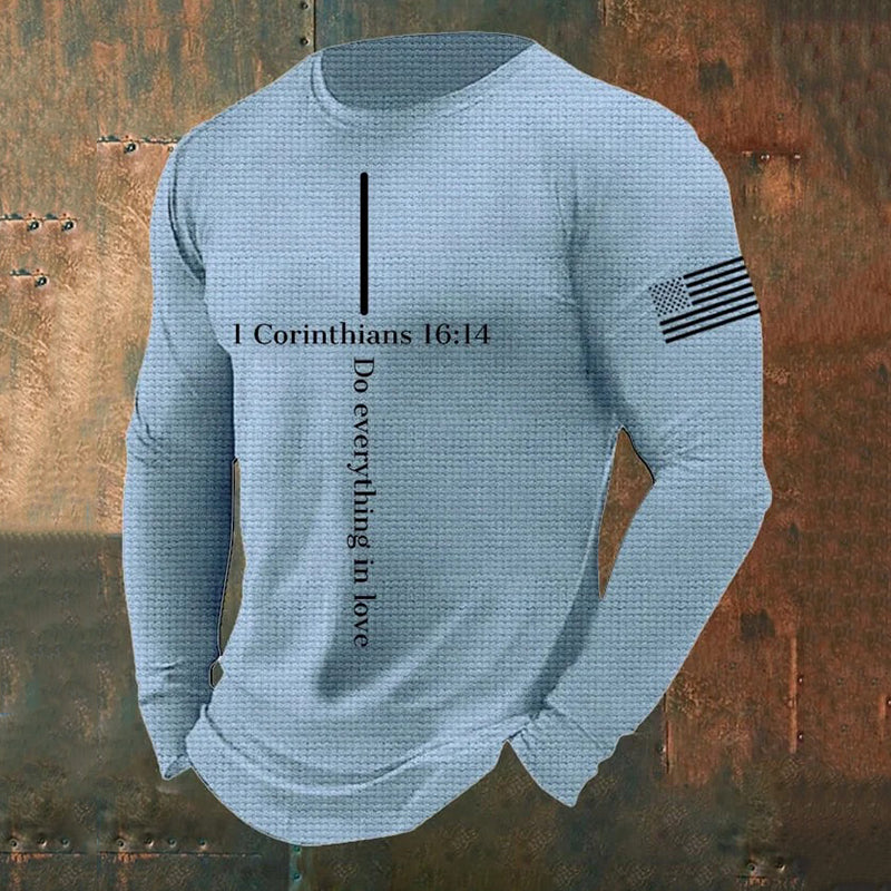 Comstylish Men's Casual Faith Waffle Texture Graphics T-Shirt