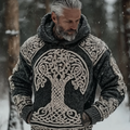 Easywear Vintage Viking Celtic Style Life Tree Pattern Men's Hooded Sweater
