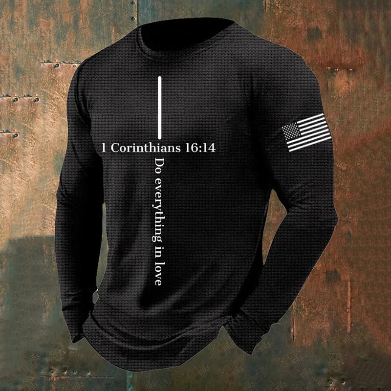 Comstylish Men's Casual Faith Waffle Texture Graphics T-Shirt