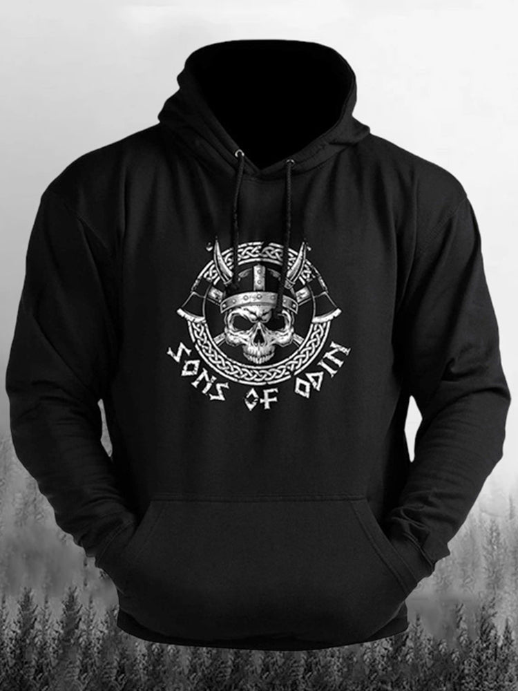 Comstylish Men's Retro Viking Print Casual Hoodie
