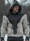 Easywear Men's Vintage Viking Celtic Knot Contrast Cozy Knit Hoodie