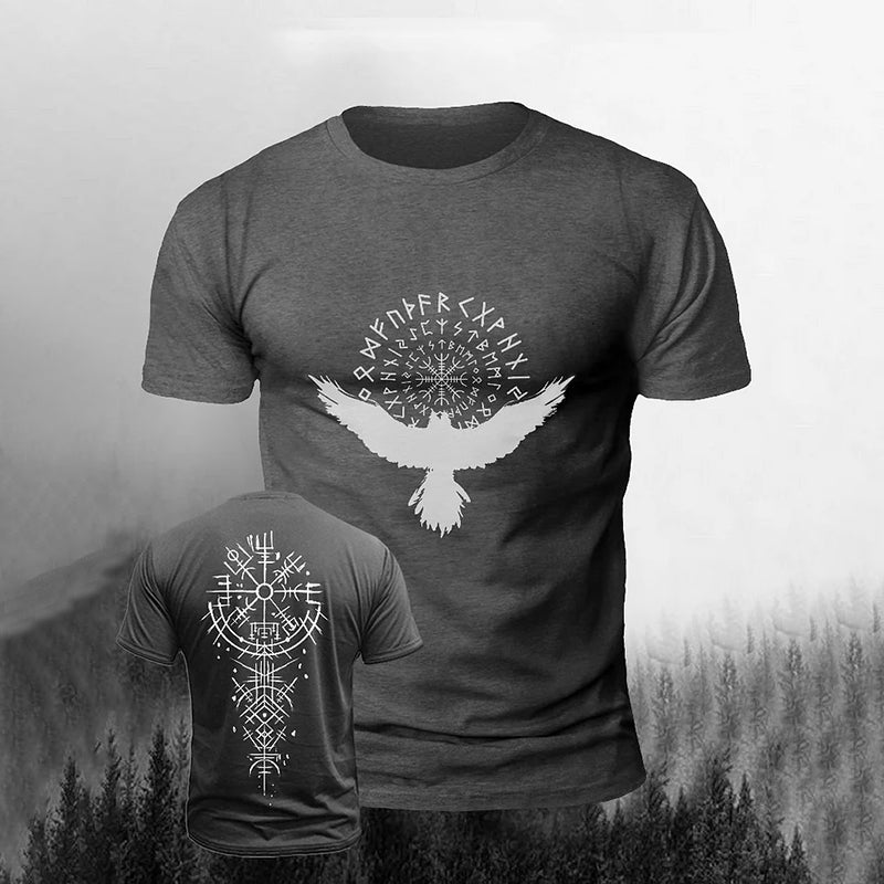 Comstylish Men's Viking Raven Print Short Sleeve T-shirt