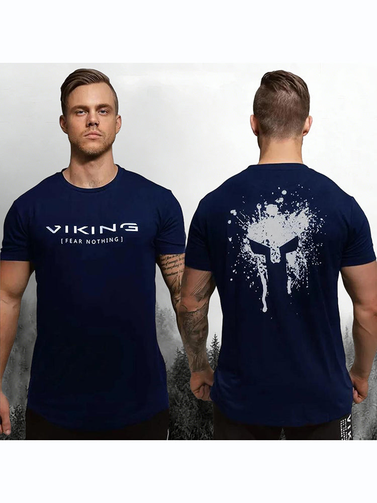 Comstylish Men's Viking Pattern Vintage Casual T-shirt
