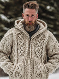 EasyWear Men's Vintage Viking Celtic Knot Full Zip Cozy Knit Hoodie